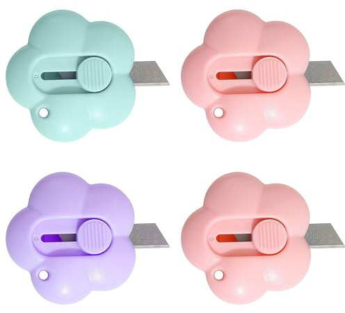 4 Pieces Shrink Letter Openers Mini Portable Paper Cutter Cute Cloud Shape Box Letter Openers for Letter Small Box Opening Paper Cutting DIY Crafts