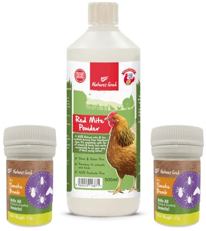 Natures Grub Red Mite Treatment Pack | Red Mite Powder & Smoke Bombs for Chicken Coops, Diatomaceous Earth, Effective Mite Treatment for Chickens