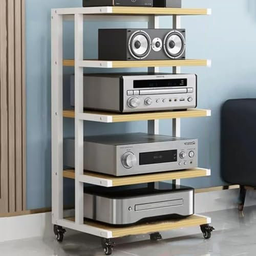 ZYXQQJ Gabinete De Componentes De Audio Soporte AV, Estante para HiFi, Estante para Amplificador, Estante para Consola De Videojuegos(Walnut,5 Tier)