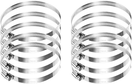 10 fascette stringitubo in acciaio inox 91 – 114 mm – Fascette stringitubo regolabili per tubi di scarico e tubi di scarico, 100 mm in acciaio inox con meccanismo a vite