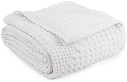 Milam London Tagesdecke Kingsize | 100% Baumwolle weiche Bettdecke | große Sofaüberwurf für 3-Sitzer | Kollektion Joanna | 220 x 250 cm, weiß