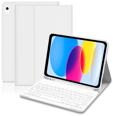 Hofsos Hülle mit Tastatur für IPad 11/10 Generation (2025/2022, 11/10.9 Zoll) - QWERTZ Layout Keyboard, Abnehmbare Magnetische Schutzhülle Tastatur Hülle mit Pencil Halter für iPad 11./10. Gen, Grau