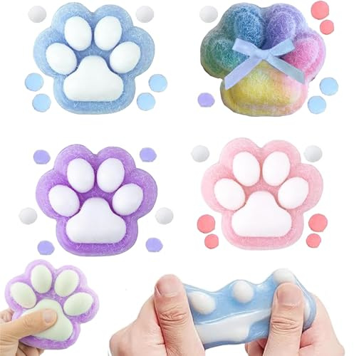 4 Stück Squishy Pfote,Squishy Katzenpfote,Cat Paw Squishy,Katzen Pfoten Squishy,Sensorik Spielzeug,Katzenpfoten Sensorik Spielzeug,Stressabbau Fidget Toys für Erwachsene
