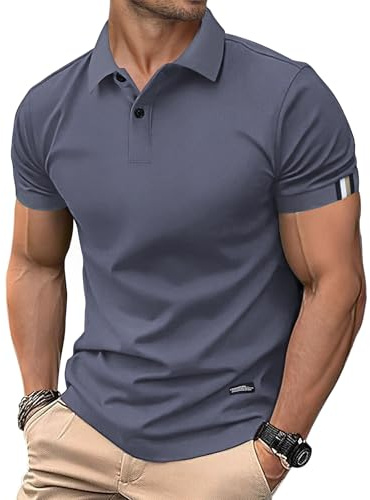 HMIYA Herren Poloshirt Kurzarm Männer Sommer Knopfleiste T-Shirts Basic Golf Polohemd
