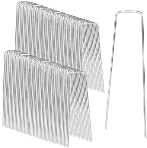 Erdanker Bodenanker Aus Stahl,Unkrautvlies Haken,U-Förmige Erdnägel -150 x 40 x ⌀3 mm,Erdanker für Unkrautvlies,für Unkrautvlies Camping, Erdanker, Befestigung Zäunen (100)