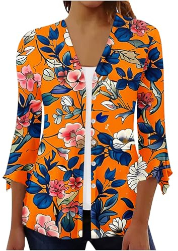 HAOLEI Cardigan Corto Donna Elegante Scheletro Coprispalle Elegante Giacca Bolero da Donna con Maniche Svasate a 3/4 e Orlo Alto e Basso Leggera Cardigan Aperto Leggero Morbido Estivo Boho