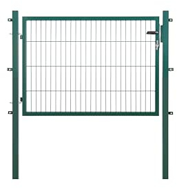 Garden Gate, Extra Wide, W 150 x H 80 cm, Green RAL 6005, Single Gate Including Gate Post & Lock Cylinder, Galvanised and Powder Coated, UV and Weather Resistant