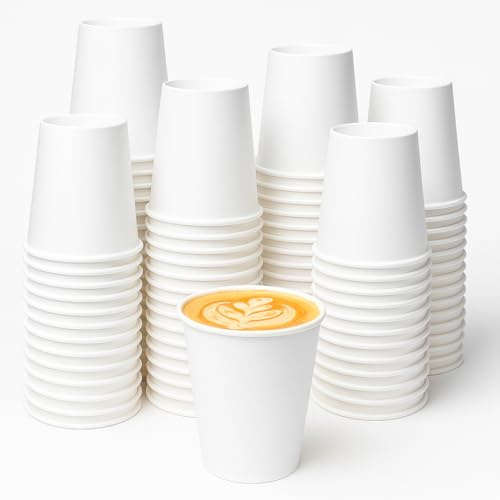 CaterCo 8oz White Paper Cups 236ml (1000 Pack) – Disposable Coffee Cups for Hot & Cold Drinks – Recyclable Biodegradable Cups for Tea, Espresso, Water, Parties, Catering & Office – (8oz - 1000 Pack)