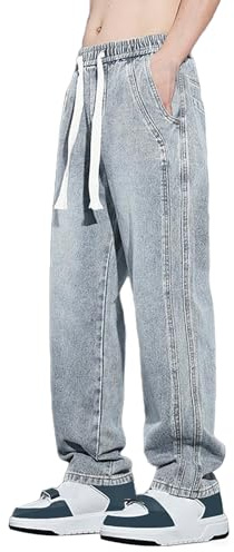 Pantalones de chándal anchos de algodón para hombre, pantalones vaqueros holgados para hombre, tallas grandes, elásticos, transpirables, pantalones de tela vintage con bolsillos, pantalones de trabajo