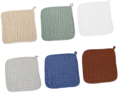 Yardenfun 6pcs Muslin Cloths for Newborns Soft Cotton Burp Cloths Extra Absorbent Spit Up Rags Sweat Wipes with Edges Gentle Sensitive Skin for Feeding and Bath Use