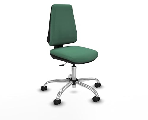 Piqueras y Crespo - Sedia per cassiere Elche senza braccioli. Dotato di contatto permanente di base e schiuma di taglio. con ruote 65 mm nylon. Verde smeraldo