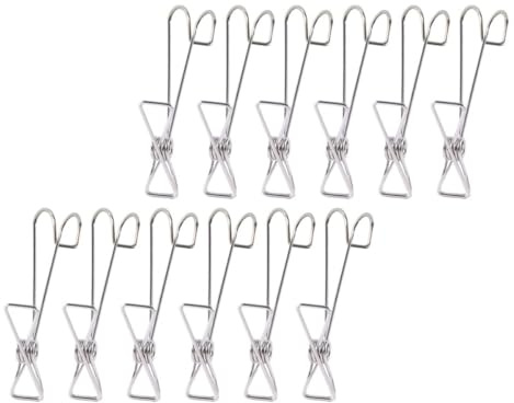 Veemoon Pinces à Linge INOX Robustes Grands, Clips Multifonctionnels en Acier Inoxydable 20 Pièces, Anti-dérapants pour Vêtements et Chaussettes, Accessoires Maison et Salle de Bain,