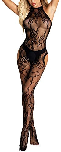 Body Filet et Collant Érotique à Bretelles Ouvert, Dentelle Papillon Pure Désir, Sensuel et Transparent, Conforme aux Normes Amazon