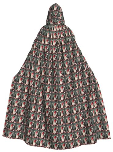 JGHHOUN Jul traditionell tomte tryck kappa med huva för vuxna kostym tillbehör karneval cosplay vampyr temafest
