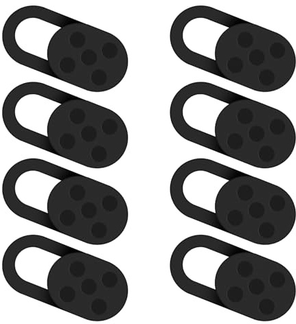 8 Pack Webcam Cover Slider for Privacy, 0.027 Ultra Thin Web Camera Cover Slide for Laptop, iPhone, iPad, PC, Accessories - Black