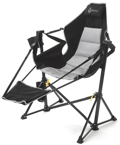 ARROWHEAD OUTDOOR Folding Hammock Chair, Heavy Duty Camping Seat with Removable Footrest, Padded Comfort, and 300lb Capacity