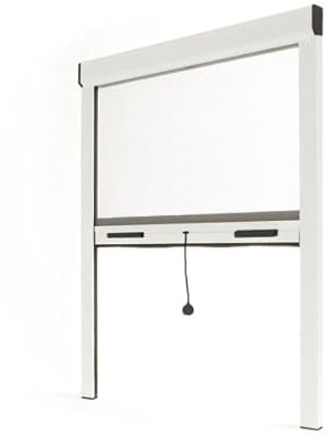 Store moustiquaire fenêtre alu recoupable (largeur x hauteur) -protection insecte ajustable (Blanc, lg 1300 mm x ht 1600 mm)