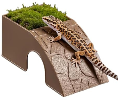 Reptil vattenskål – fodertallrik gjord av konstgjorda hartsstenar | stenmatskål, landskapsfoderskydd, foderdispenser för vivariumtankar, matskål för reptilgrottor, för bartagamn, hornade frosc