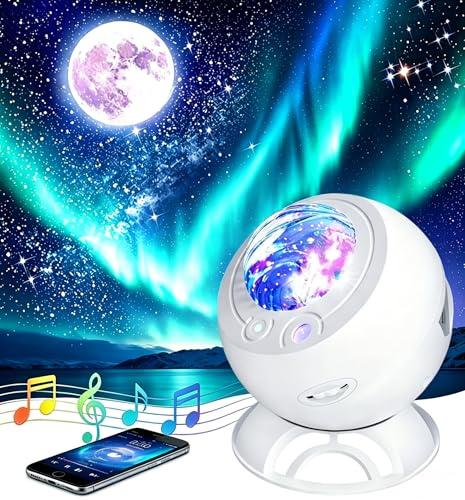 Aurora Star Galaxy Night Lights Projector for Bedroom,Gifts for Girl&Boy | Northern Lights,Green Stars,Moon,Bluetooth,USB,LED Lamp,Rechargeable,Women,Teen,Kids,Baby,Decor,Party,Ceiling,Space,Ocean