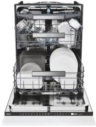 Haier XS 6A4M4PB-80 Integrated Dishwasher 60cm Fully Integrated, 16 Place Settings, I-Pro Shine Series 6, Energy Class A, Wi-Fi Connected, Auto Open Door, Power Wash, Third Cutlery Drawer