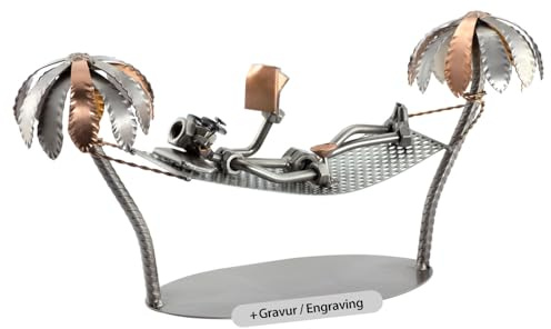 Steelman24 Schraubenmännchen Hängematte mit persönlicher Gravur | Made in Germany,Handarbeit,Geschenkidee,Stahlfigur,Metallfigur