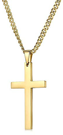 Lifetime Bling 14K Gold Chain Cross Necklaces for Women & Men with Up to 20X More 14k White gold Plating Than Other Necklace Cross Chains - Durable