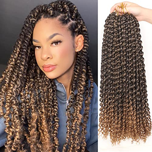 Xtrend Lot de 7 paquets d’extensions capillaires Passion Twist au crochet - Style bohème - 45,7 cm - 18 mèches/lot - Dégradé de couleurs - Pour dreadlocks à l’aspect vieilli - T27#
