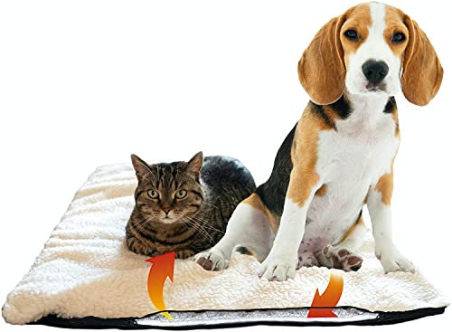 Riijk Selbstheizende Haustierdecke für Katzen und Hunde – Edelstahl und waschbar Haustierbett 38 x 58 cm – Thermo-Haustierkissen