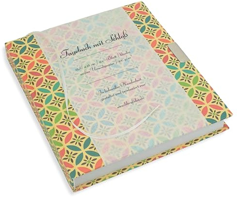 libralides - Handgemachtes Tagebuch mit Schloß 16x19cm 200 Seiten „Flora“ bunte Blumen- Blanko Schreibbuch mit Blumenmotiv, Lesezeichen - Kladde Blankobuch unliniert auch für Kinder als Kindertagebuch