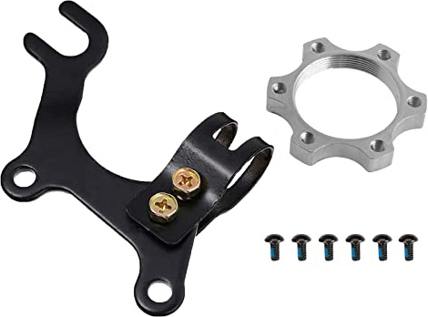 Rujoi-Scheiben-Bremsumwandlungs-Kit, 1 stücke-Scheibenbremse-Adapter-Halterung-Montage-Rahmen-Halterung-Radhalter, 1 Stück Alu-Legierung Gewinde-Hubs-Festplatten-Adapter für Fahrradbremsrotor mit 6 Stück T25 Bolzenschrauben