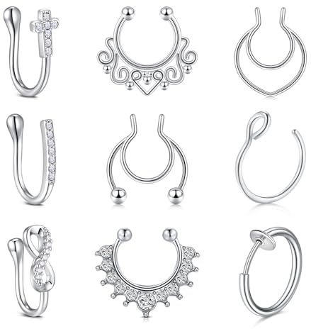 D.Bella falso piercing al naso falso setto non forato clip piercing al naso anello del naso setto falso piercing falso cerchio non piercing gioielli signore uomini