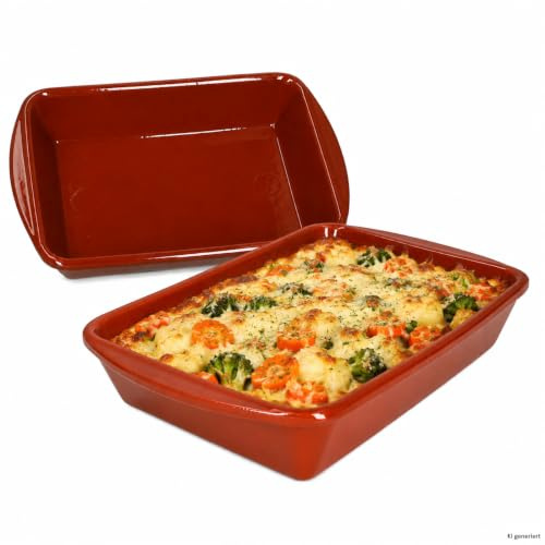 MamboCat 2er Set Ton-Auflaufform I 1 Liter I LxBxH 28,5 x 19 x 5,5 cm I Backform für Aufläufe, Desserts & Co I Mediterran I Glasiert I Unikat Handarbeit I Antike/Vintage I Mittelalter Markt I Wikinger