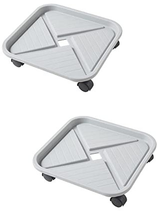 lylqmy 2 Pack Greysquare Plant Caddy with Easy Moving Caster Wheels and a Water Container Round Movable Planter Dolly Trolley Tray Pallet Outdoor Indoor Tree Flower Stand Planter（23CM）