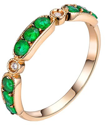 Dsnyu 18 Karat Rosegold Damen Ringe Verlobung 0.6ct Labor Erstellt Smaragd Moissanite Vorsteckring Weißgold 49 (15.6)