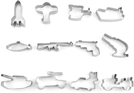 Yunnan Sourcing 12 Teile/los 3D Edelstahl Militär Serie Ausstecher Form Backformen Backen Keks Ausstecher Küche Zubehör Plätzchenformen zum Backen formt Schokolade