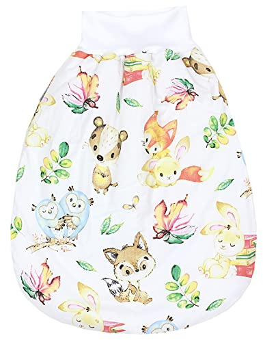TupTam Baby Strampelsack Schlafsack mit breitem Bund Winterschlafsack für Mädchen Jungen Babyschlafsack, Farbe: Fuchs Eule Hase, Größe: 6-12 Monate