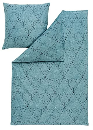 ESTELLA Feinflanell Bettwäsche Cuneo Petrol 1 Bettbezug 155 x 220 cm + 1 Kissenbezug 80 x 80 cm