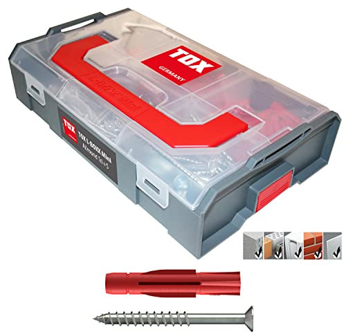 TOX L-BOXX Mini Allround Tri + S assortimento di tasselli, 280 pezzi con tassello universale Tri + viti corrispondenti con azionamento TX, il fissaggio in quasi materiali da costruzione, 094901201