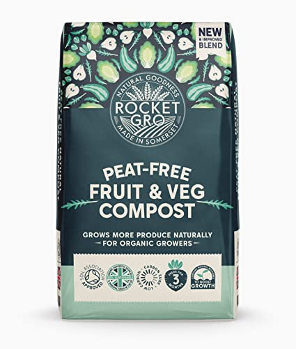 RocketGro - Fruit & Veg Compost Peat-Free Superior Blend - 40L - Organic Bio-Active and N:P:K Rich Blend for Growing Healthy Produce, Fruit Trees, and Vegetables