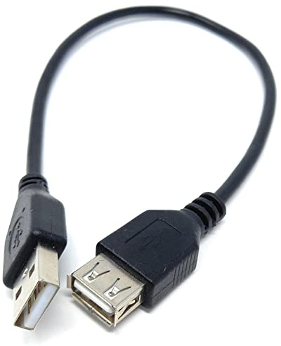 DRUT Extension Cable, 30cm 1ft, Black | Short, USB Male to USB Female, 2.0, 24AWG, High Speed, A Plug to Socket