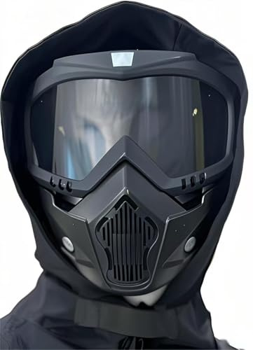 Motorradbrille mit Abnehmbarer GesichtsmaskeFull Face Protection Airsoft Maske Balaclava Maske, justierbare Halloween Cosplay Kostüm Party