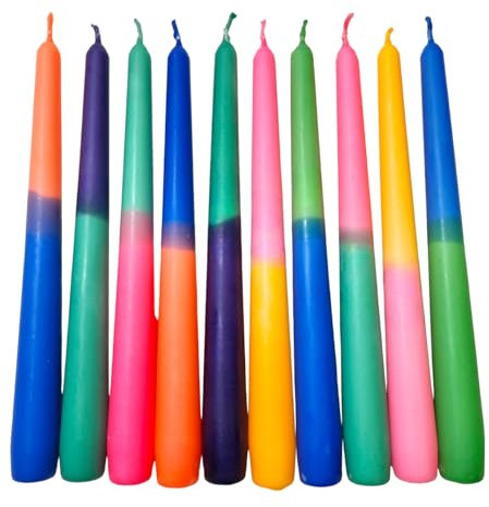 TROPFKERZEN bunt SET 10 Stück Kerzen mit Farbverlauf, Kerzen tropfen pastell neon Farben Geschenk Frau, Freundin Mitbringsel Party, Geschenk Kollegin GLOWYBOX Tropkerze 10er neonpink