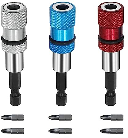 Sixfolo 9 Stück Trockenbau Bit Bithalter Magnetisch 66mm 1/4 Zoll Schnellwechsel Magnet Bithalter Sechskantschaft Magnetische Bits mit PH2 Bit für Akkuschrauber Schrauberbithalter