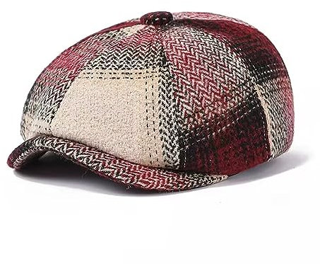 QI YUAN Newsboy Cap Damen Winter Ballonmütze Barett mit Schirm Bakerboy Mütze 58cm (Rot)