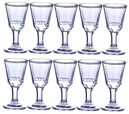 BESTonZON Bicchieri Per Liquori in Vetro Da 10 Ml Trasparenti, Set Da 10 Pezzi, Bordi Lisci, Adatti Per Feste, Matrimoni e Uso Quotidiano