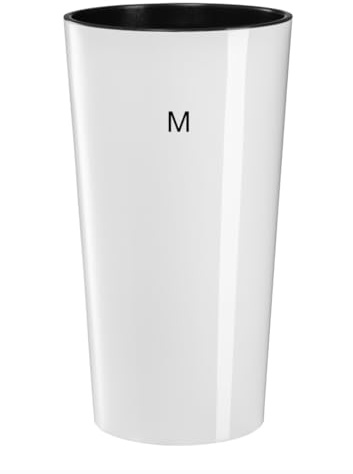 Blomkruka rund högglans smal blomkruka med avtagbar insats (vit, M-36 cm)