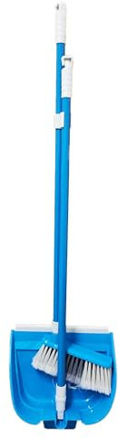 HOMESHOPA Long Handled Dustpan and Brush Set, Broom with Stand Up Dustpan Combo Set, Household Cleaning Sweeping Brush for Indoor Outdoor Garden Home Room Kitchen Office Lobby