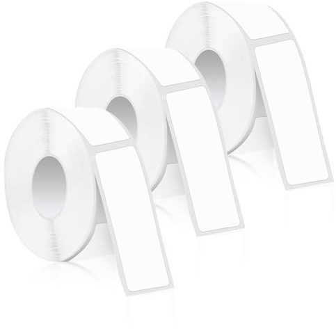 3 Rollen Etikettenband für Phomemo D30, 12mm x 40mm Weiß Selbstklebendes Etikettenband Aufkleber Thermopapier Rolle für Büro Haushaltsbedarf
