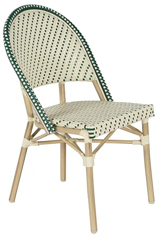 Oviala Chaise de terrasse bistrot Parisien en Aluminium et rotin Vert foncé