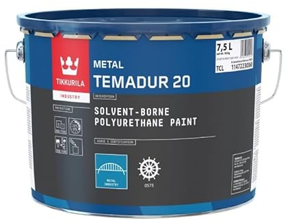 TIKKURILA Temadur 20 rostskyddsfärg för metall T3 3L – tvåkomponenter, sidenmatt polyuretanfärg, korrosionsskyddande pigmenterad, härdad med alifatisk isocyanat